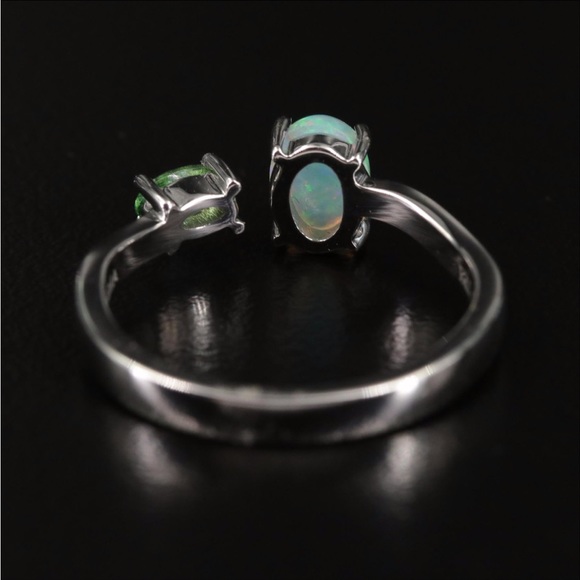 14K Opal and Chrome Diopside Open Ring | Size 7 - Picture 3 of 4